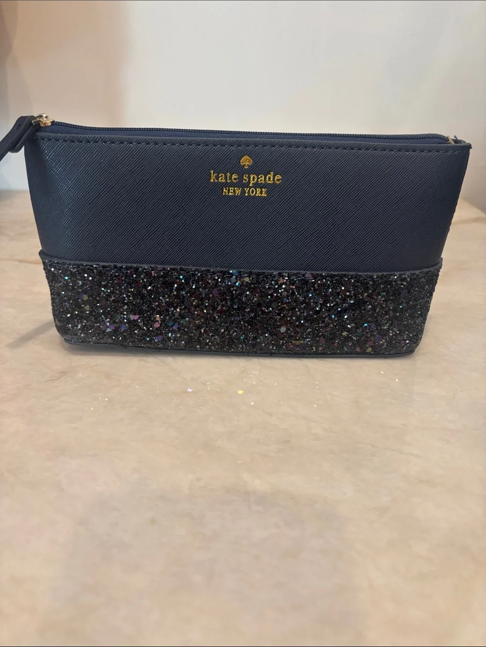 kate spade Navy Glitter Cosmetic Pouch